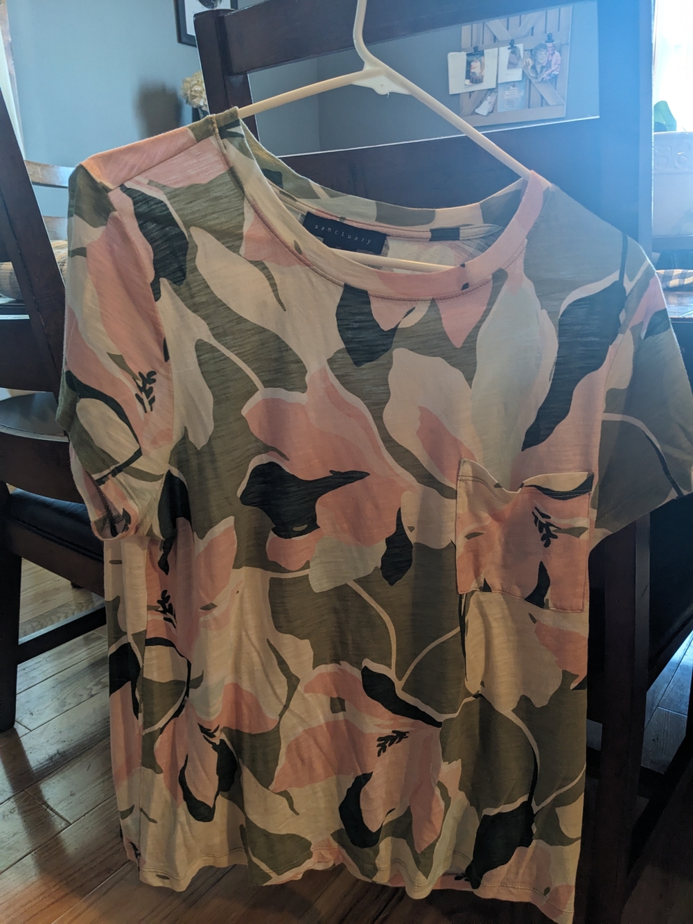 Sanctuary Pink & Green Floral Short Sleeve Pocket Tee